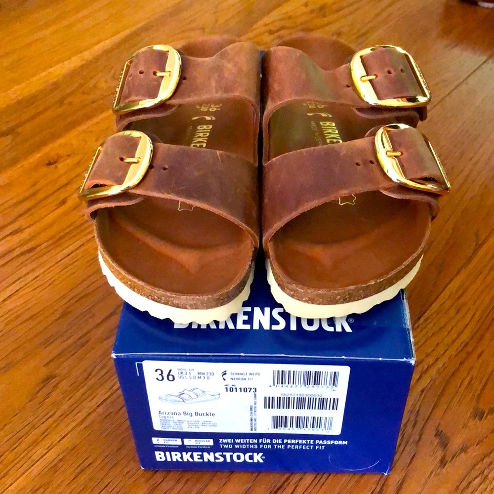 Birkenstock Arizona Big Buckle Cognac - New In Box (size 36 euro / 6 US)
